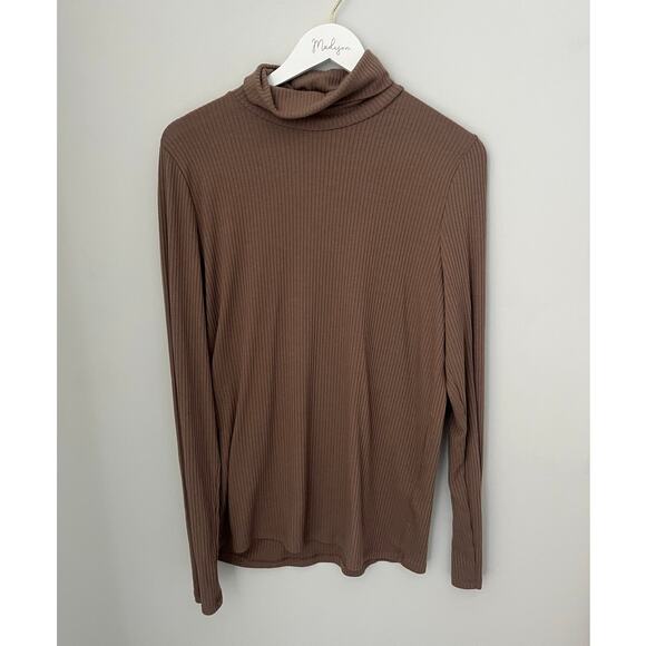 Madewell Ribbed Turtleneck Top Fitted Neutral Fall Castle Rock Womens Size XL - Picture 3 of 10